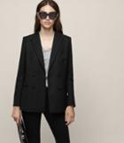 Reiss Nola - Double-breasted Blazer In Black, Womens, Size 2