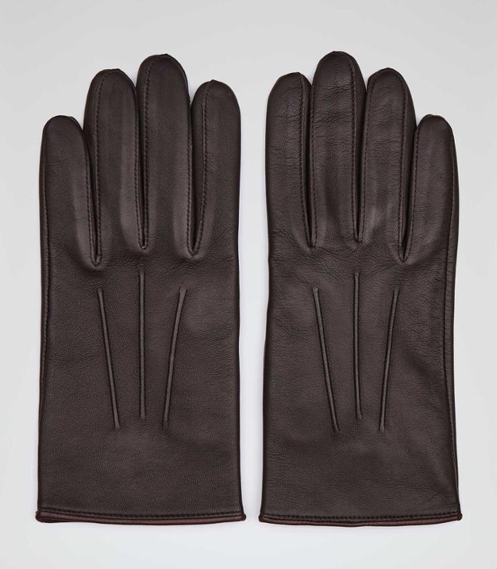 Reiss Pauly - Mens Formal Leather Gloves In Brown, Size S