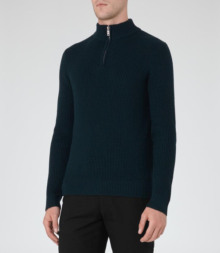 Reiss Moonlight - Funnel Neck Jumper In Green, Mens, Size S