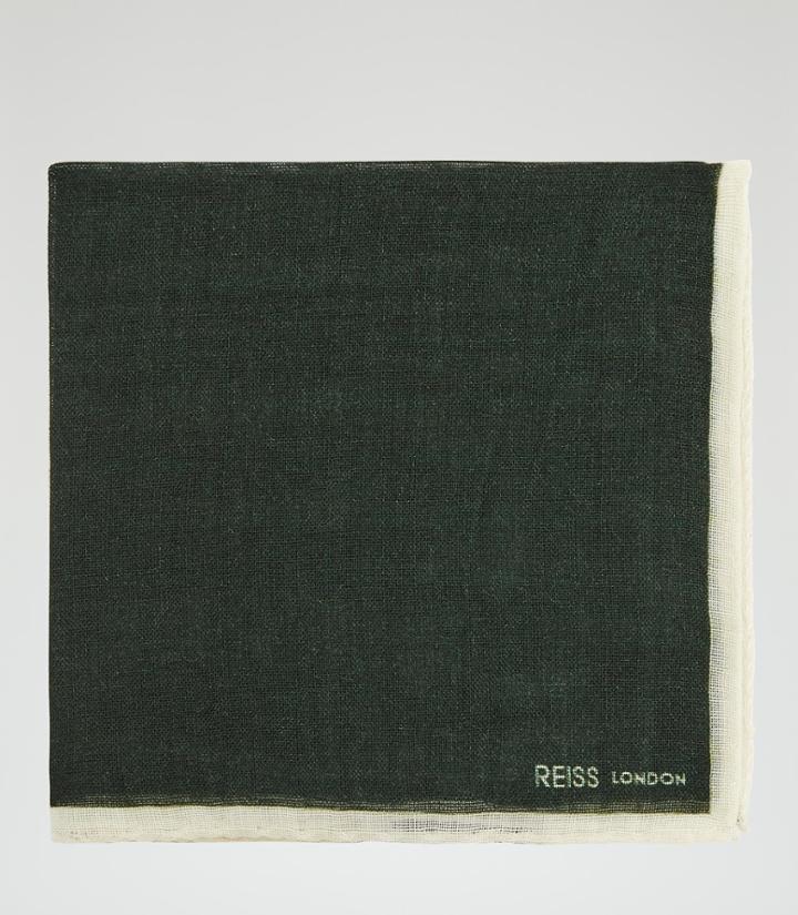 Reiss Crespa - Mens Wool Pocket Square In Green, Size One Size