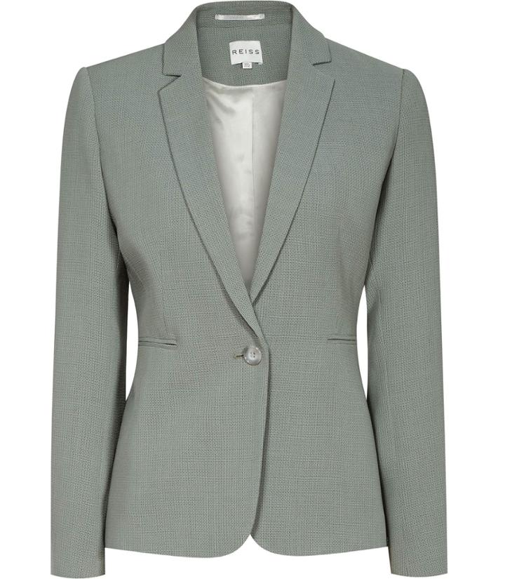 Reiss Camila Jacket - Womens Textured Blazer In Green, Size 4