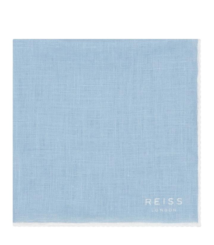 Reiss Illinois - Mens Linen Pocket Square In Blue