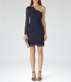 Reiss Leticia - Womens Asymmetric Lace Dress In Blue, Size 4