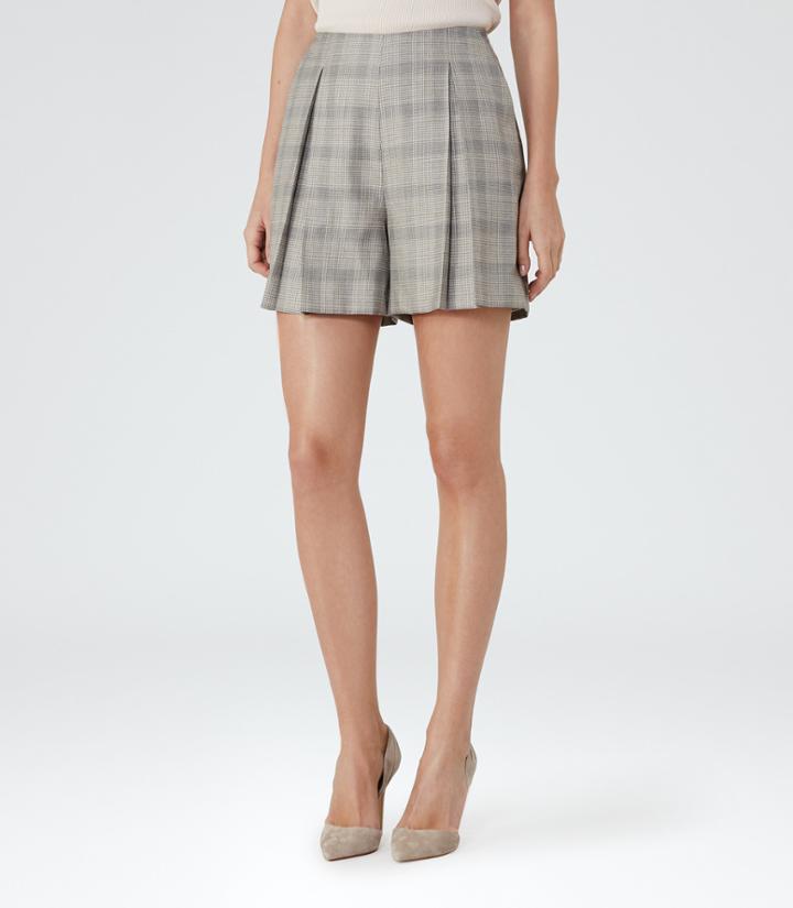 Reiss Webb Short - Heritage Check Shorts In Black, Womens, Size 0