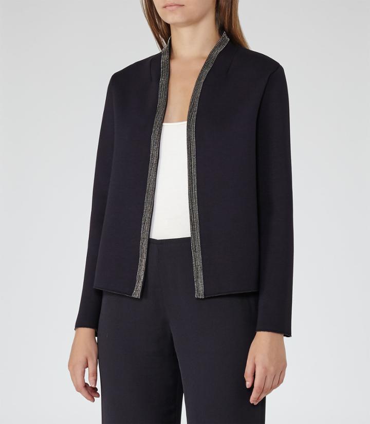 Reiss Monia - Womens Neoprene Jacket In Blue, Size S