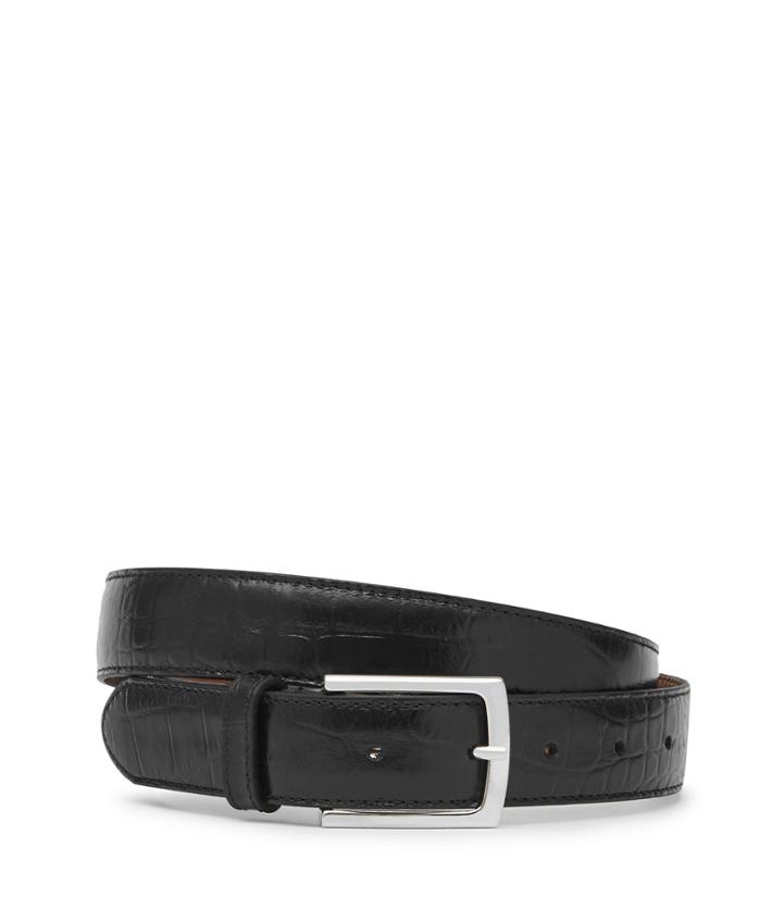 Reiss Coaster - Mens Patterned Leather Belt In Black, Size 30
