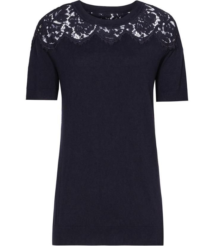 Reiss Dana - Womens Lace-top Knit In Blue, Size Xs
