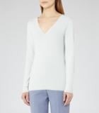 Reiss Alessa - Womens Knitted V-neck Top In Green, Size 4