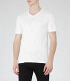 Reiss Joker - Slub V-neck T-shirt In White, Mens, Size Xs