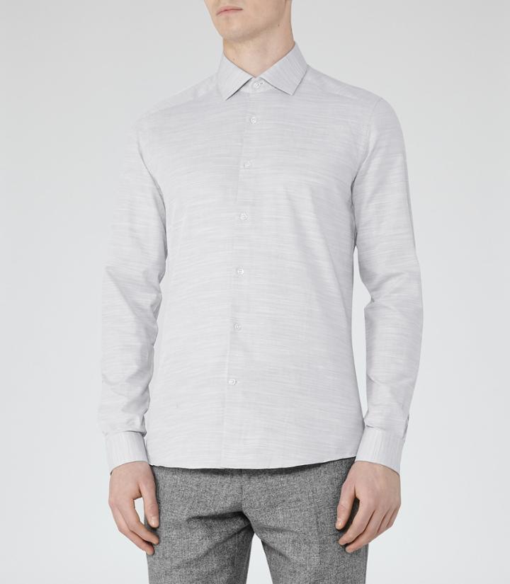 Reiss Shane - Mens Cotton And Linen Shirt In Grey, Size Xs