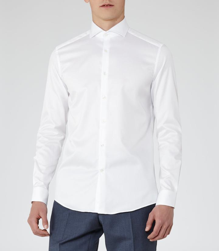 Reiss Angeles - Cutaway Collar Shirt In White, Mens, Size S