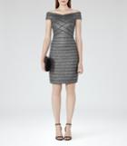 Reiss Hartley - Womens Bodycon Metallic Dress In Grey, Size 4