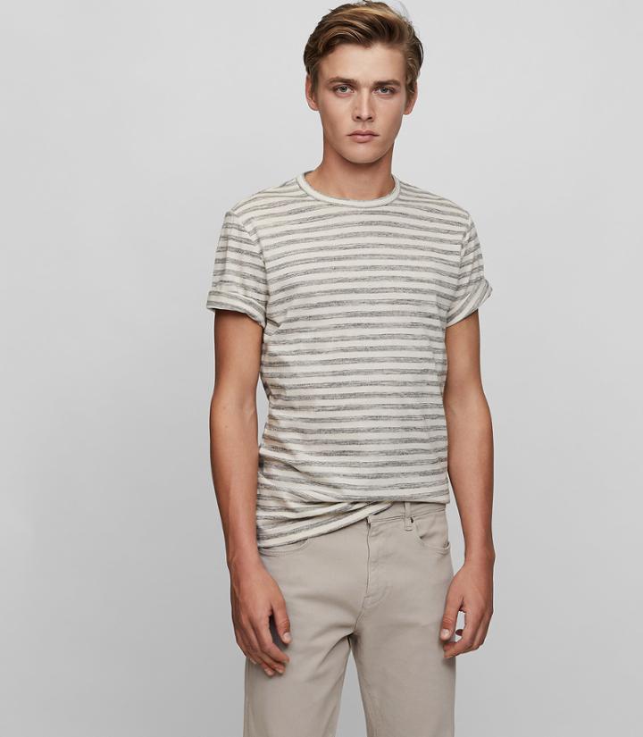 Reiss Jamie - Stripe Crew-neck T-shirt In White, Mens, Size Xs