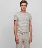 Reiss Jamie - Stripe Crew-neck T-shirt In White, Mens, Size Xs