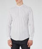 Reiss James - Mens Stripe Grandad Collar Shirt In White, Size S