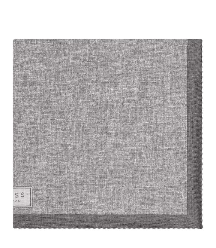 Reiss Walsh - Mens Printed Linen Pocket Square In Grey, Size One Size