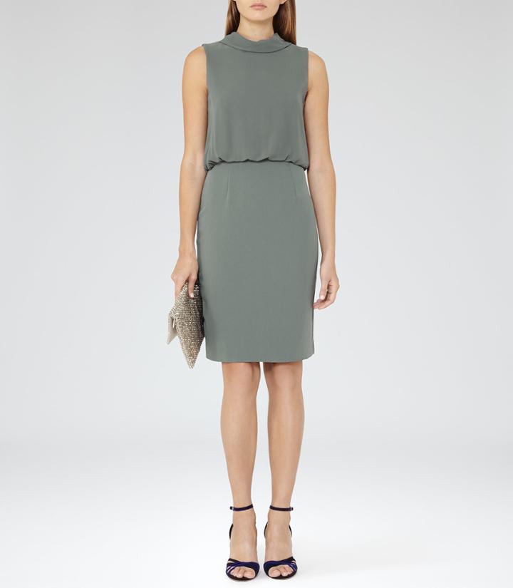 Reiss Angela - Womens High-neck Dress In Green, Size 6