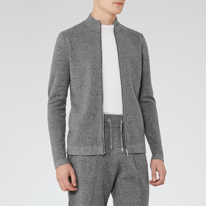 Reiss Basillica - Mens Funnel Neck Zip Cardigan In Grey