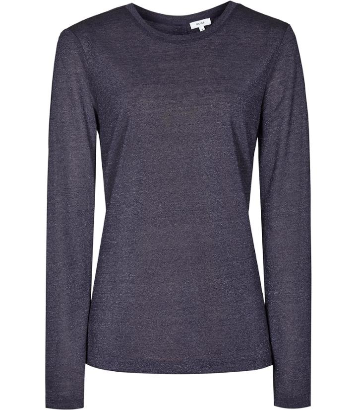 Reiss Milly - Womens Button-back Jersey Top In Blue, Size Xs