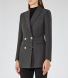 Reiss Cameo - Double-breasted Blazer In Grey, Womens, Size 6