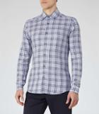 Reiss Carzorla - Mens Check Linen Shirt In Grey, Size Xs