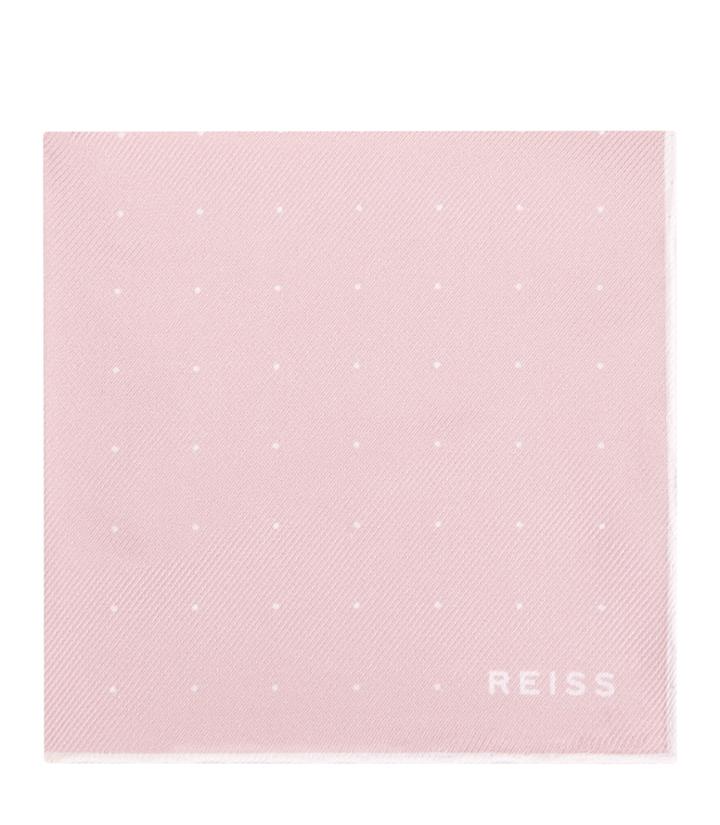 Reiss Planet - Mens Silk Twill Pocket Square In Pink, One Size