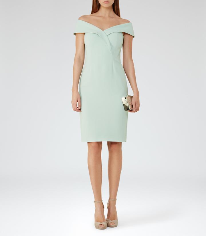 Reiss Haddi - Womens Off-the-shoulder Dress In Green