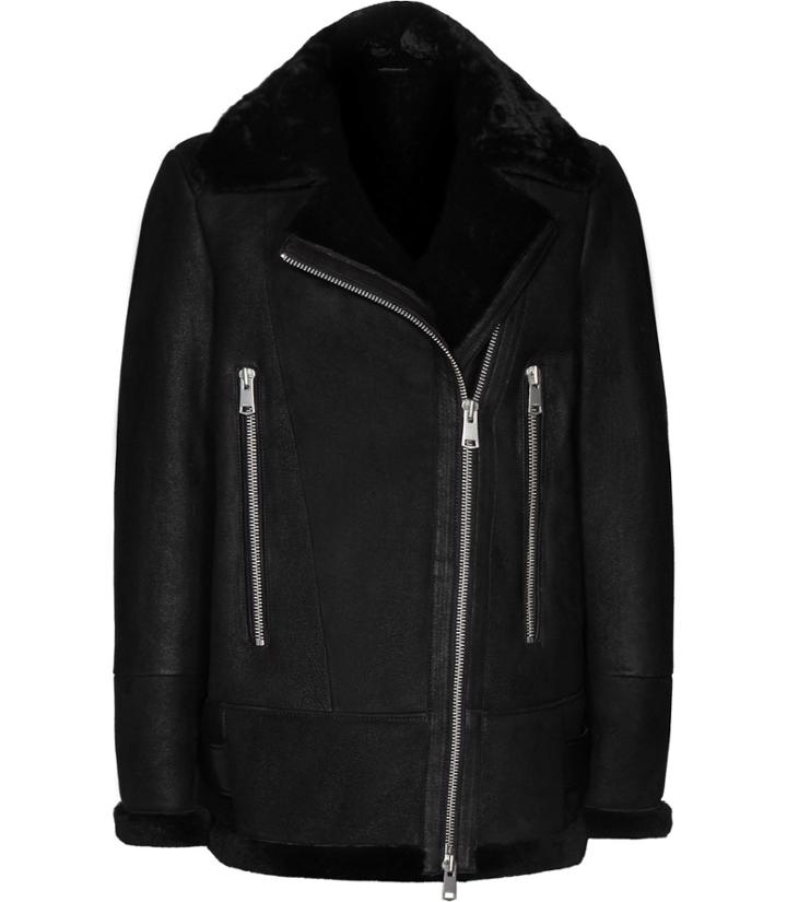 Reiss Starling - Womens Shearling Aviator Jacket In Black, Size Xs