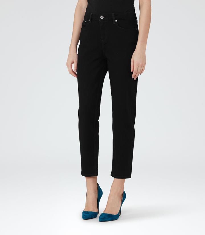 Reiss Raven - Womens Straight-leg Cropped Jeans In Black, Size 24