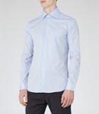 Reiss Furnish - Mens Diamond Stitch Shirt In Blue, Size Xl