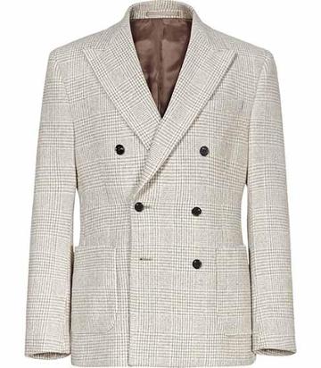 Reiss Puglia Double Breasted Check Blazer