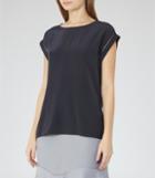 Reiss Gina - Silk-front Top In Blue, Womens, Size Xs