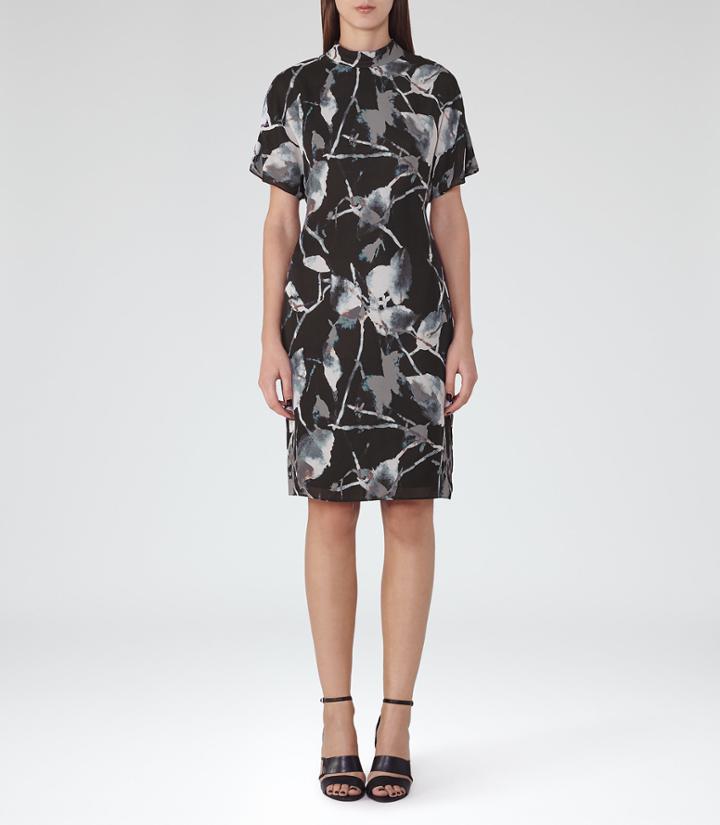 Reiss Becca - Womens Printed Dress In Black, Size 6