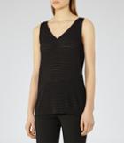 Reiss Lilienne - Textured Tank Top In Black, Womens, Size Xs