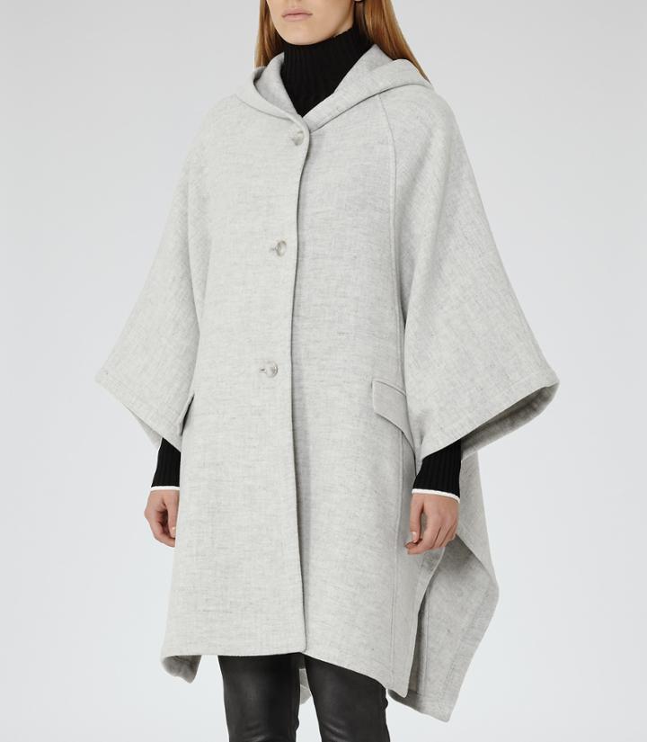 Reiss Dita - Womens Hooded Cape In Grey, Size S/m