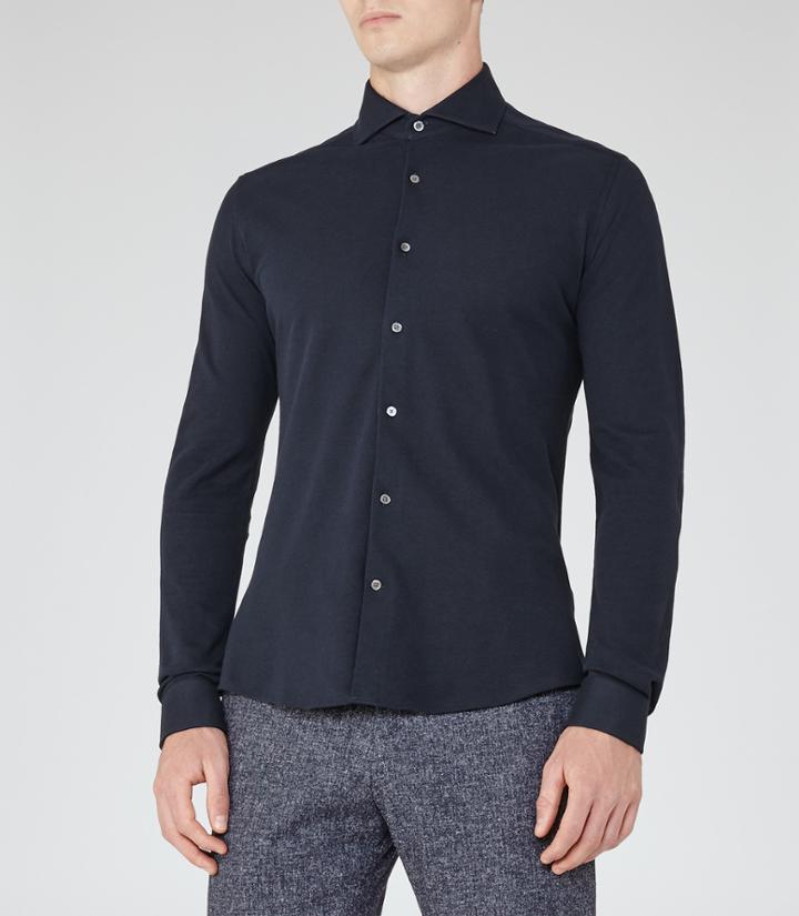 Reiss Trixie - Mens Pique Cotton Shirt In Blue, Size S
