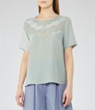 Reiss Hartley - Womens Scallop-detail Top In Green, Size Xs