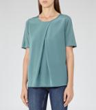 Reiss Larsen - Womens Silk-front T-shirt In Blue, Size S