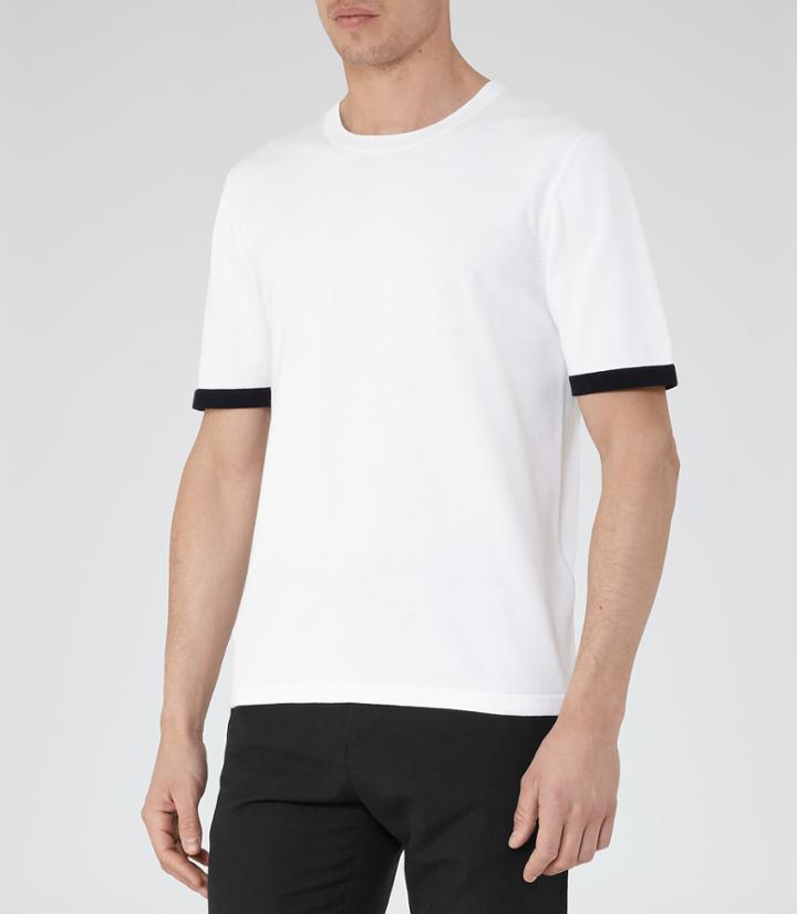 Reiss Brewer - Short Sleeve Knit In White, Mens, Size Xs