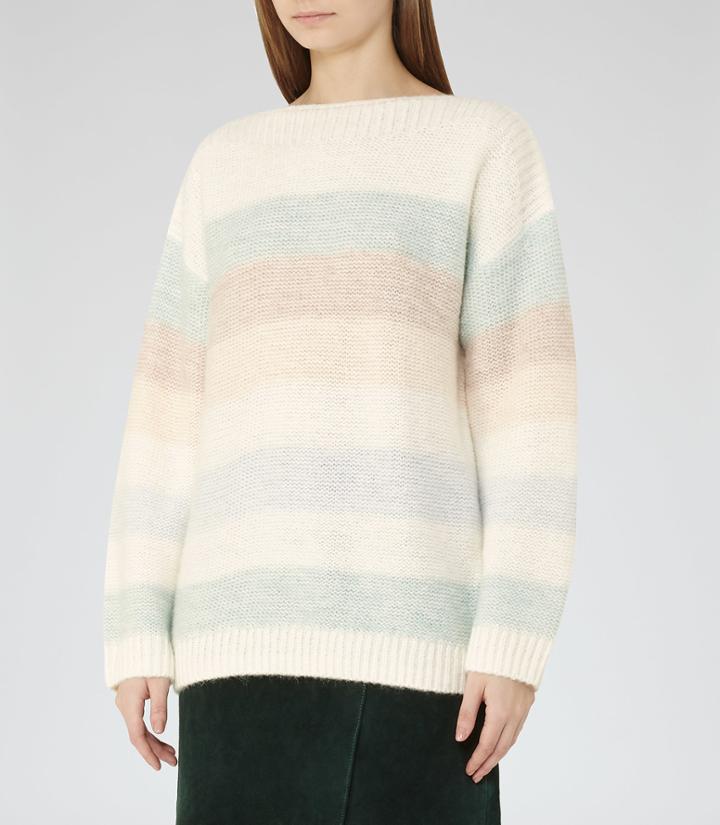 Reiss Naya - Womens Striped Jumper In White, Size Xs