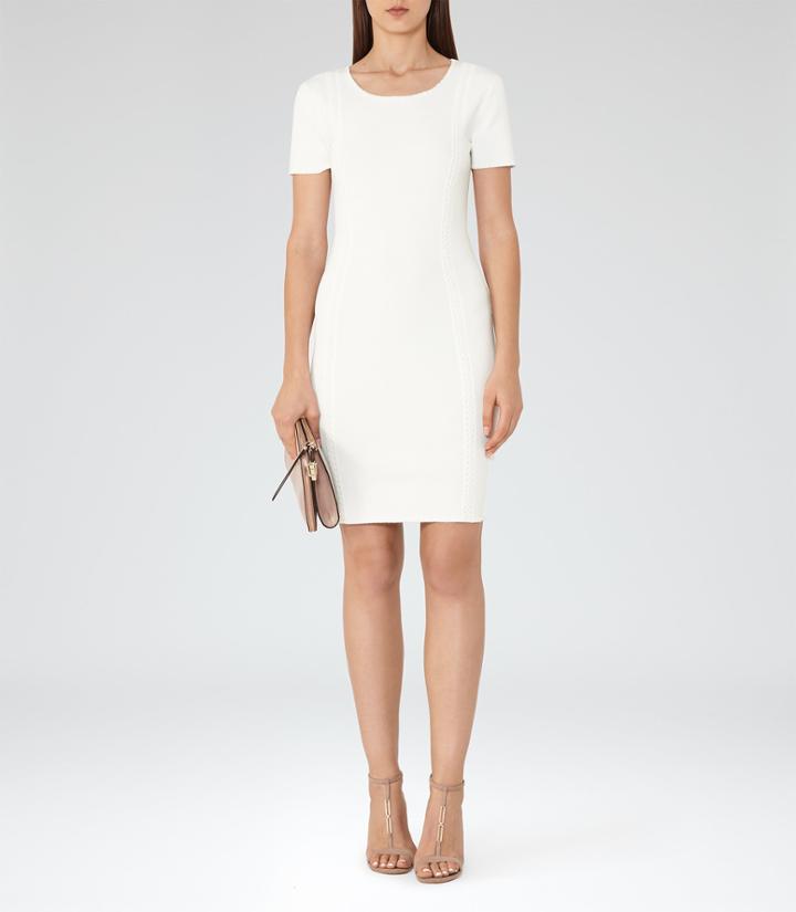 Reiss Skyler - Womens Knitted Short Sleeved Dress In White, Size 4