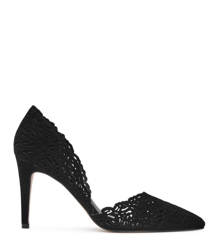 Reiss Dayton - Womens Laser-cut Court Shoes In Black, Size 3
