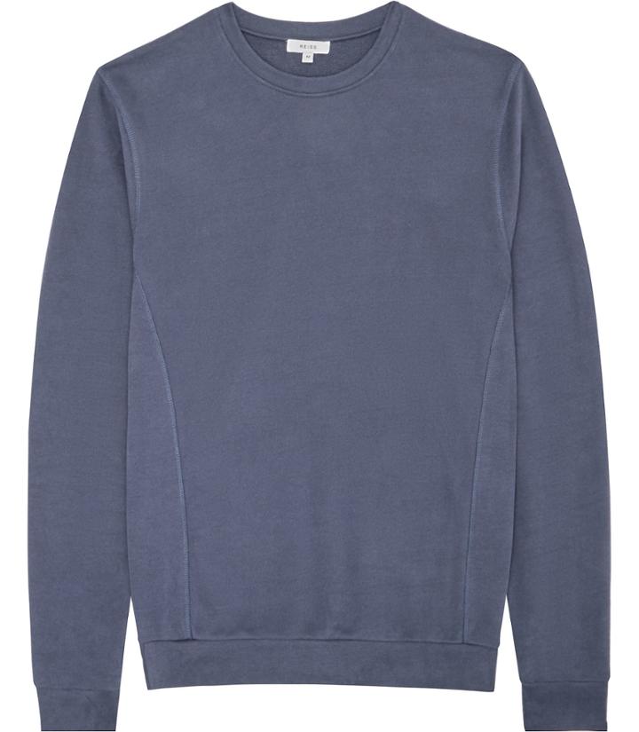 Reiss Fenton - Mens Brushed Cotton Sweatshirt In Blue, Size Xs