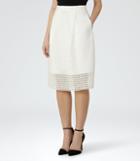 Reiss Thea - Womens Lace Midi Skirt In White, Size 10