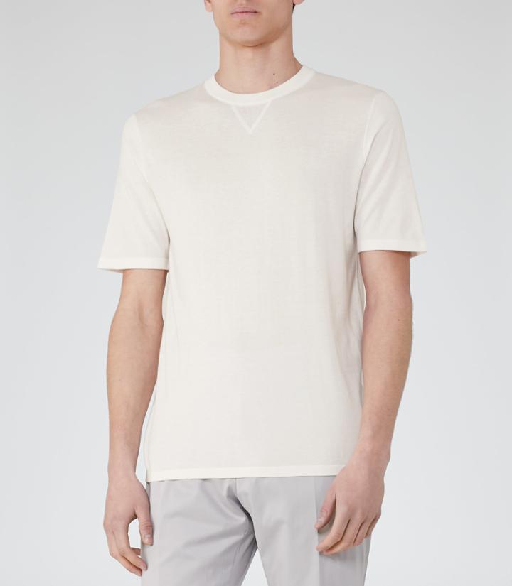 Reiss Princeton - Mens Silk Blend T-shirt In White, Size Xs