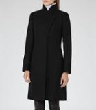 Reiss Hutton - Wrap-collar Coat In Black, Womens, Size 0