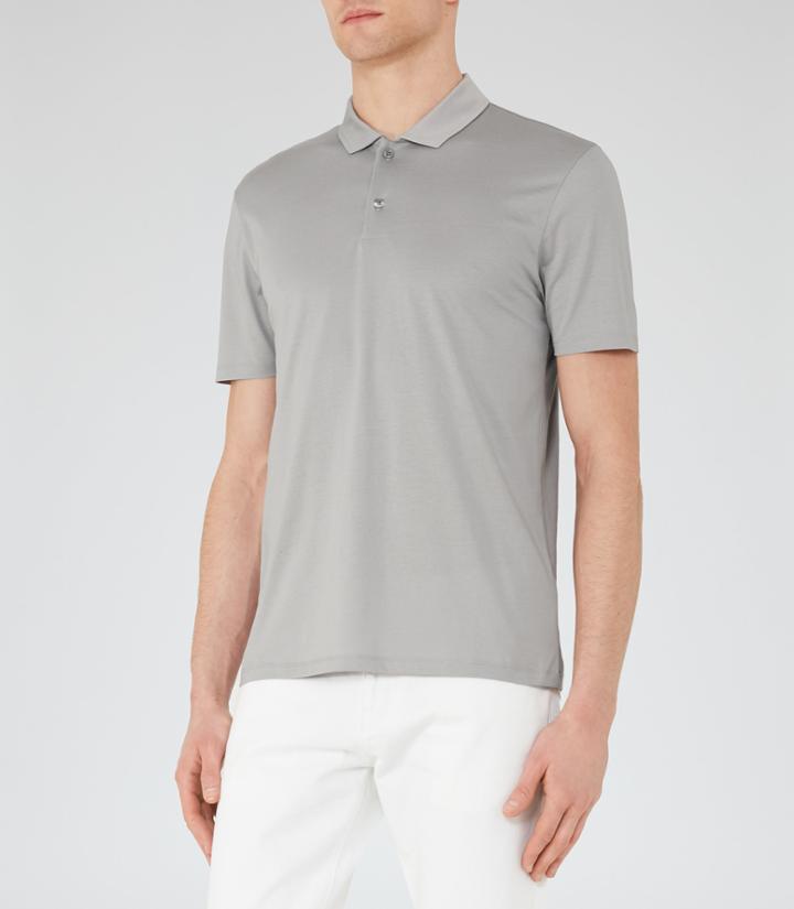 Reiss Seaton - Mens Short-sleeved Polo Shirt In Grey, Size Xs