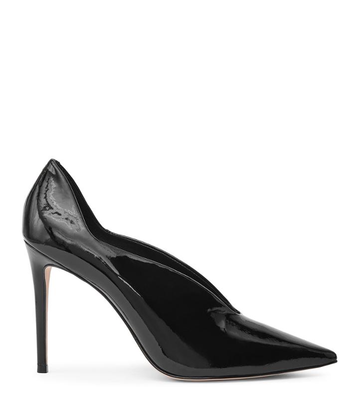 Reiss Jil Patent - Patent-leather Curve-detail Shoes In Black, Womens, Size 5