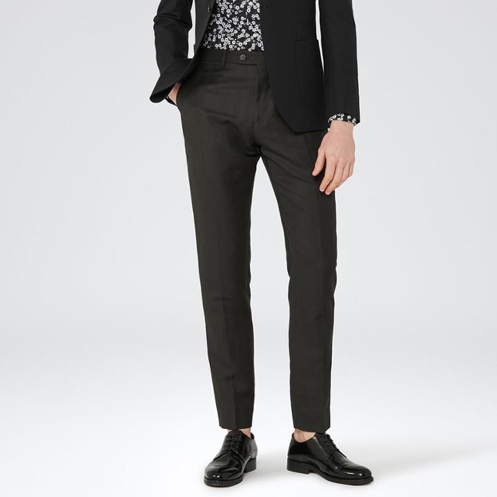 Reiss Douglas - Mens Linen Blend Trousers In Green