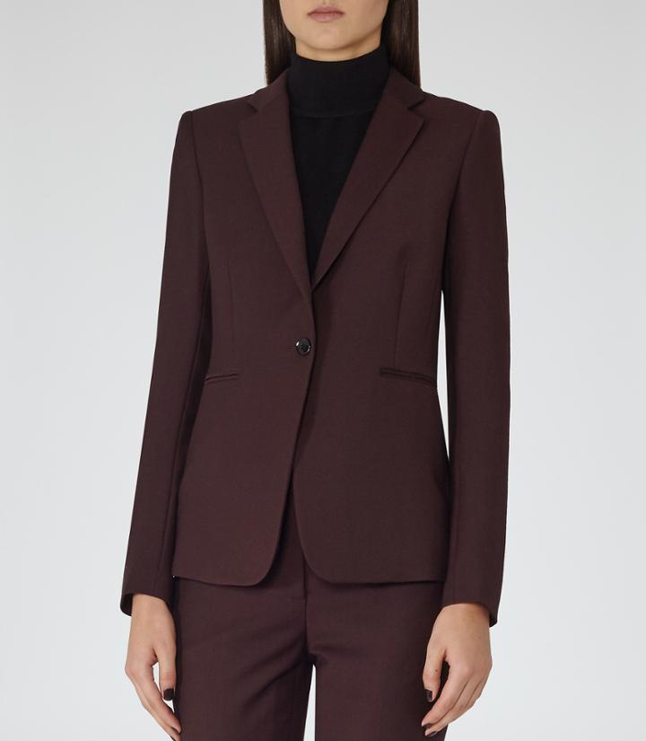 Reiss Ricca Jacket - Womens Single-breasted Blazer In Purple, Size 4